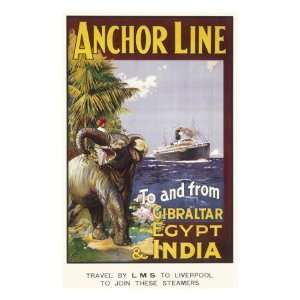  Anchor Line Poster for Ship Travel Between Gibraltar 