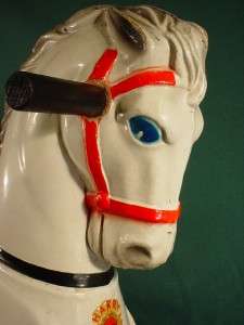 ANTIQUE HOBBY ROCKING HORSE WITH PAPER MACHE HEAD  