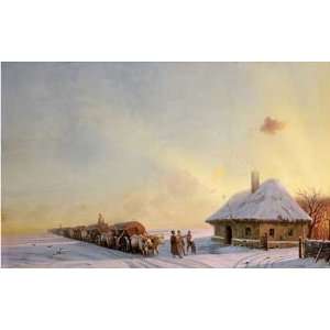  Ukranian Oxcart Drivers In Winter by Ivan Konstantinovich 