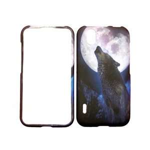  LG MARQUEE LS855 MOONLIGHT HOWLING WOLF RUBBERIZED COVER 