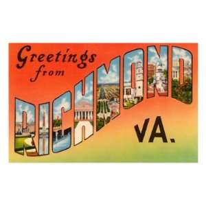  Greetings from Richmond, Virginia Travel Premium Poster 