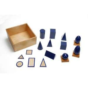  Montessori Geometric Solids With Stands, Bases, and Box 