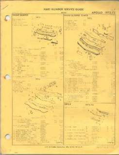 1973 74 75 BUICK APOLLO RESTORATION PART NUMBER GUIDE  