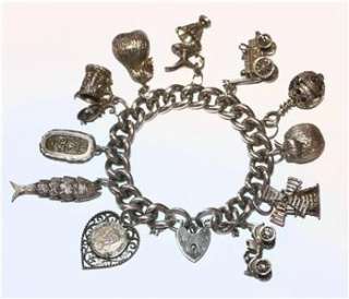 Vintage Sterling Padlock Charm Bracelet ~HUGE 137gms  
