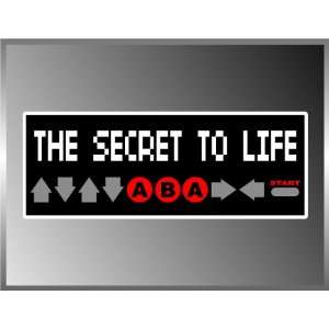 The Secret to Life Nintendo Cheat Code Vinyl Decal Bumper Sticker 3 X 