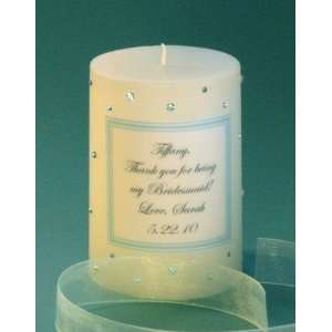  Aquamarine Swarovski Crystal Thank You Candle