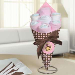 Monkey Girl   Diaper Bouquets   Baby Shower Centerpieces
