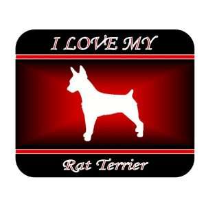  I Love My Rat Terrier Dog Mouse Pad   Red Design 