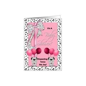  Baby Shower Invitation for Twin Girls with Pink Dalmatian 