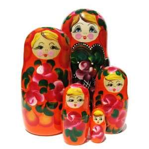  GreatRussianGifts Cute Babooshka nesting doll (5 pc 
