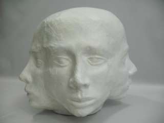 Big Weird 5 Multi Face Head Sculpture Ceramic Statue  