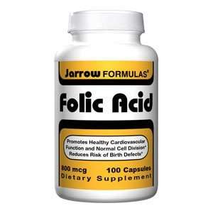  Jarrow Formulas Folic Acid, 800 mcg Size 100 Capsules 