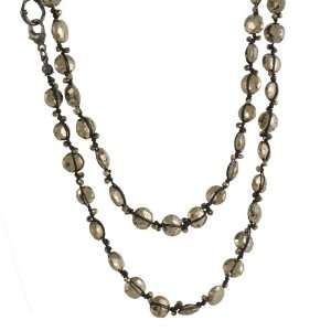  SWALLOW  Long Faceted Pyrite Disk Necklace Jewelry
