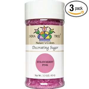 India Tree Sugar Decorating, Strawberry Pink, 3.3 Ounce (Pack of 3 