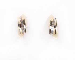 91 CTW Channel Set Baguette Diamond J Hoop Earrings  