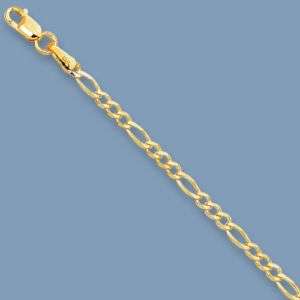 Mens Solid Figaro Chain 14K Yellow Gold 1.8mm 4.4gr 24  