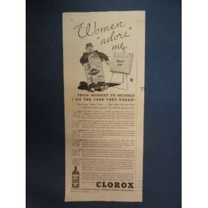Clorox Bleach, 1934 Magazine Print Ad,old bleach bottle.1934 Vintage 