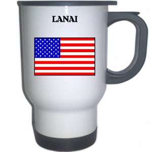  US Flag   Lanai, Hawaii (HI) White Stainless Steel Mug 