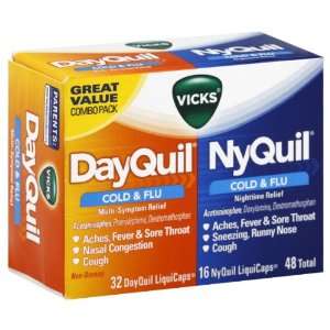  Vicks DayQuil NyQuil Cold & Flu, LiquiCaps, Combo Pack 