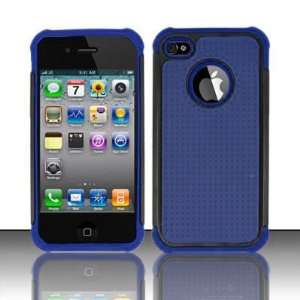 Apple iPhone 4 & 4S Protector Case BLUE TONES in BLACK BALLISTIC SHELL 