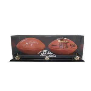 Baltimore Ravens Double Football Display with Gold Risers  