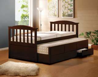 New Single/Full Bed w/ Trundle & Drawers in Dark Brown  