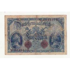  1914 GERMANY / KAISER 5 MARK BANKNOTE 