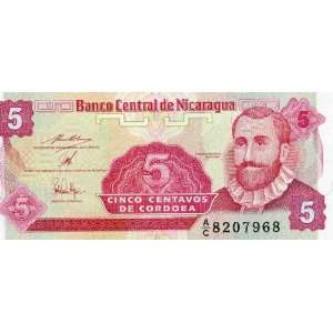  Nicaragua Five (5) Centavos Banknote 