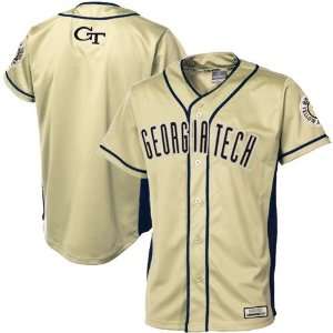   Tech Yellow Jackets Youth Fielder Baseball Full Button Jersey   Gold
