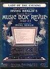 Music Box Revue 1922 LADY OF THE EVENING Irving Berlin