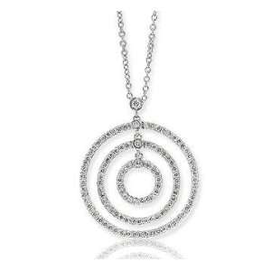   14k White Gold 1 1/3 Carat Diamond Tri Circle Of Life Pendant Jewelry