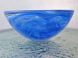 KOSTA BODA Blue Atoll Large 9 Bowl Art Glass Sweden Anna Ehrner 
