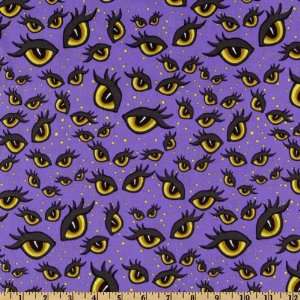  43 Wide Pumpkin Parade Spooky Eyes Purple Fabric By The 