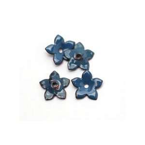  C Koop Beads Medium Water Blue Enamel Small 5 Petal Flower 