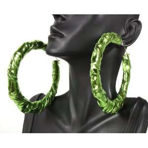 Basketball Wives Green 3.5 Inch Bamboo Hoop Earrings Lady Gaga 