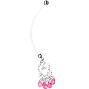  Pink Heart Chandelier Pregnant Belly Ring Jewelry