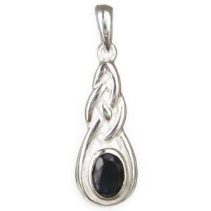  AM5425   Natural Black Sapphire Celtic pendant with chain 