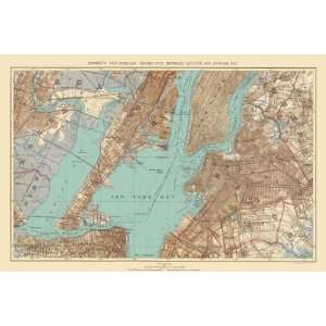 NEW YORK BAY/JERSEY CITY/HOBOKEN NY MAP 1890 