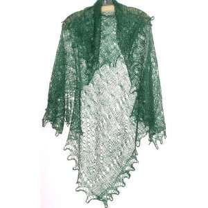  Russian Orenburg Lace Knitted Shawl GREEN (#2063 