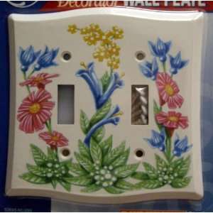 com GE 53313 Double Switch Wild Flowers Wall Plate Flame Ret Plastic 