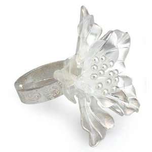  Silver cocktail ring, Oleander Exotic Jewelry