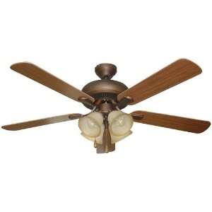 Piedmont Collection 52 Aged Bronze Ceiling Fan with Dark Oak/Mahogany 