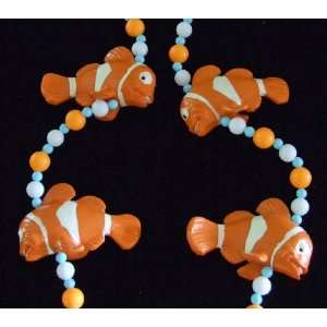 Orange Clown Fish Beads Necklace New Orleans Mardi Gras Spring Break 