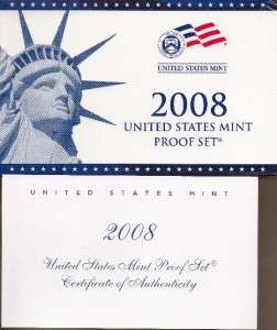 2008 UNITED STATES MINT PROOF SET BOX & COA NO COINS  