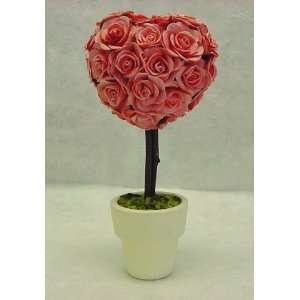  Six Pieces of Orange Pink Mini Rose Heart Topiary