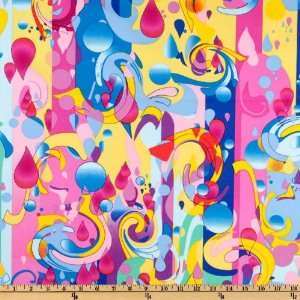  44 Wide Frenzy Rainbow Raindrops Multi Fabric By The 