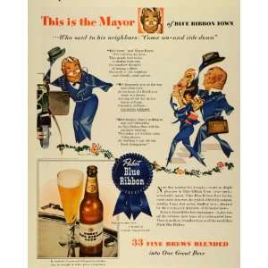  1943 Ad Pabst Blue Ribbon Town Poem Beer Alcohol Milwaukee 