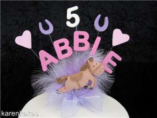 HANDMADE PONY / HORSE BIRTHDAY CAKE TOPPER   ANY COLOURS, NAME AND AGE 