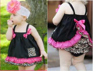 BABYLOVE Dress and Bloomer Ruffle Butt Set Leopard and Pink CUTE 
