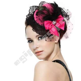   Crystal Hair Clip Pink Mini Top Hat Fascinator Burlesque Punk  